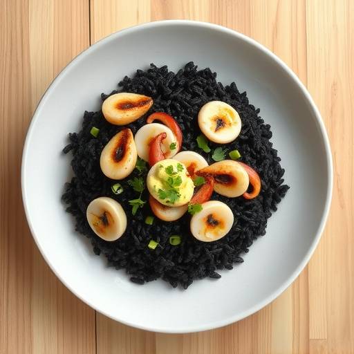Arroz Negro con calamares y alioli